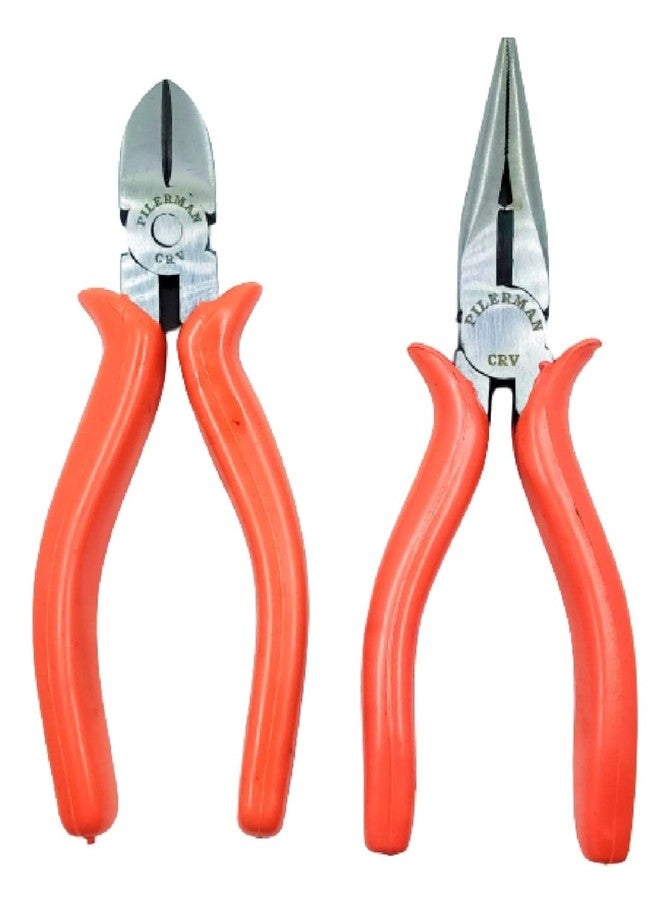 PILERMAN Orange 6-Inch Long Nose & Side Cutting Pliers - Image 1